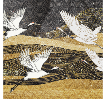 Store enrouleur salon oiseaux orientaux blancs - TenStickers
