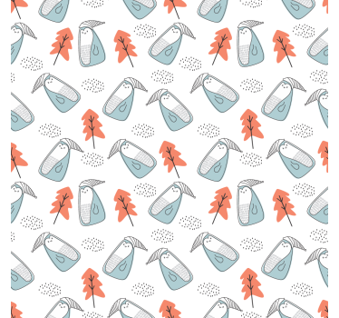 Store enrouleur salon pingouins minimalistes avec arbres - TenStickers