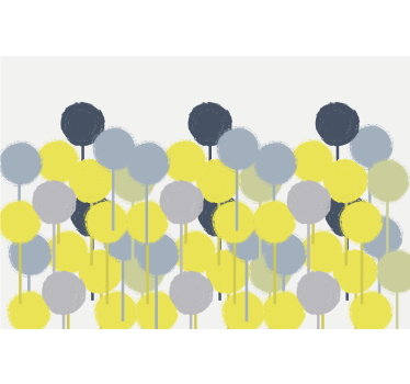 Store enrouleur salon art minimaliste cercles jaunes et gris - TenStickers