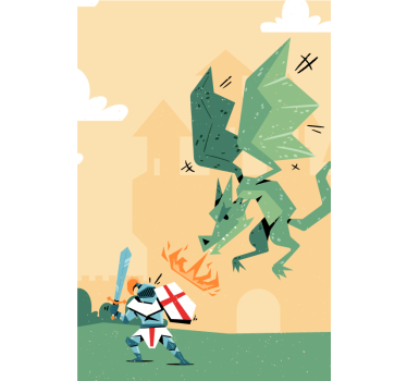 Store enrouleur animaux le chevalier combat le dragon - TenStickers