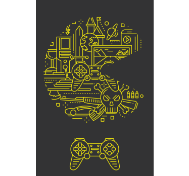 Store monstre Jeu de pac jaune - TenStickers