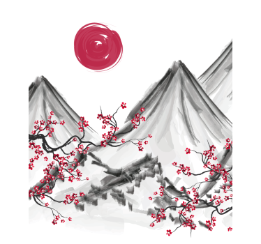 Stores avec des images Soleil rouge à la japonaise - TenStickers