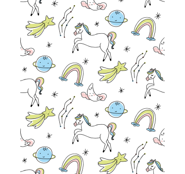 Store enrouleur chambre enfant licornes blanches et étoiles - TenStickers