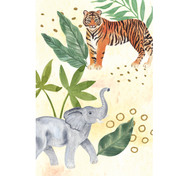 Store enrouleur chambre enfant rencontre animaux tropicaux - TenStickers