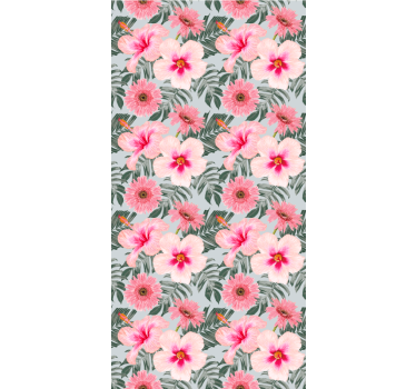 Store enrouleur salon hibiscus et fleurs - TenStickers