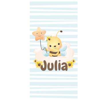 Store enrouleur chambre enfant abeille mignonne avec un nom - TenStickers
