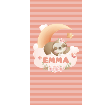 Store enrouleur chambre enfant nom avec paresseux et lune - TenStickers