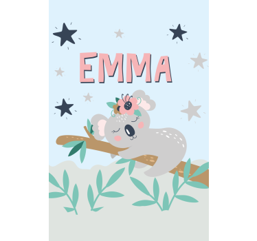 Store enrouleur chambre enfant bébé koala avec son nom - TenStickers