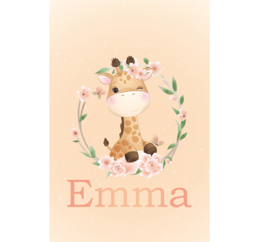 Stores bébé Jolie girafe pour fille avec nom - TenStickers