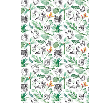 Store enrouleur chambre enfant animaux de la jungle verte - TenStickers