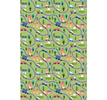 Store enrouleur chambre enfant routes de véhicules colorées - TenStickers