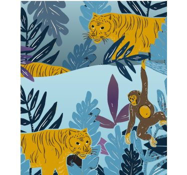 Store enrouleur chambre enfant tigres et singes - TenStickers