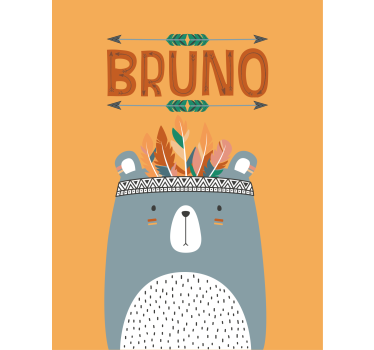 Stores Ourson bleu nordique avec Prénom personnalisé - TenStickers