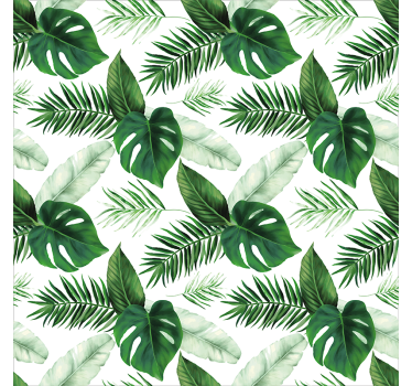 Store salon dessin de feuilles tropicales verts - TenStickers