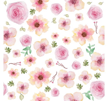 Store enrouleur salon motif de fleurs roses - TenStickers