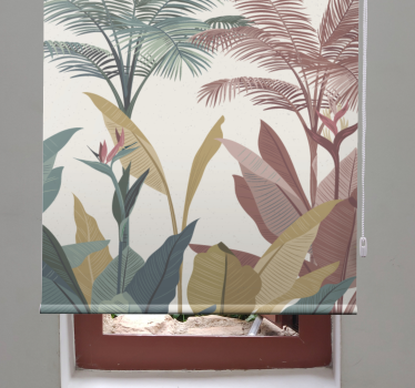 Store enrouleur salon plantes tropicales en terre cuite - TenStickers