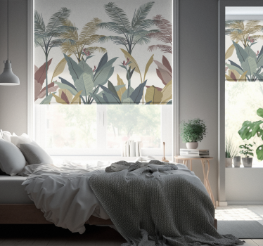 Store enrouleur salon plantes tropicales en terre cuite - TenStickers