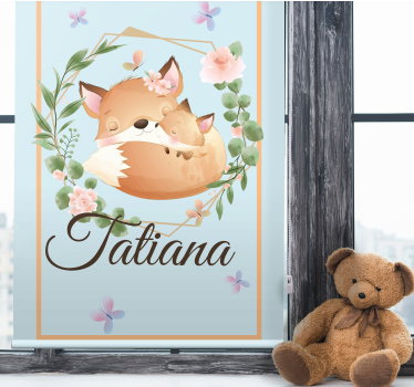 Store enrouleur chambre enfant famille de renards avec nom - TenStickers
