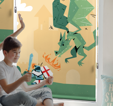 Store enrouleur animaux le chevalier combat le dragon - TenStickers