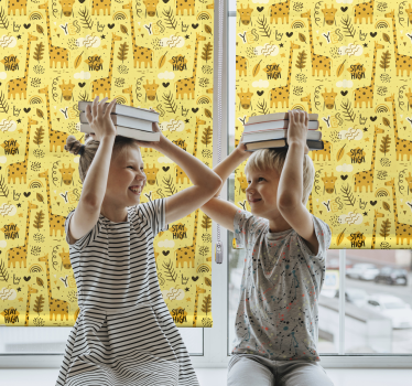 Store enrouleur chambre enfant animaux de la jungle jaune - TenStickers