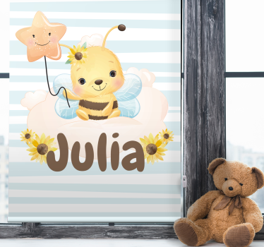 Store enrouleur chambre enfant abeille mignonne avec un nom - TenStickers