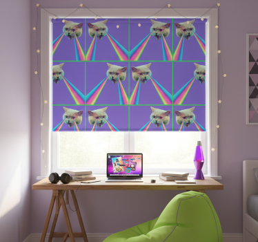 Store enrouleur chambre ado chat laser vaporwave - TenStickers
