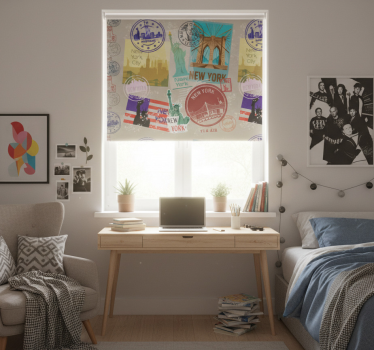 Store enrouleur chambre ado collage nyc vintage - TenStickers