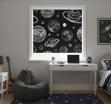 Store enrouleur chambre ado espace noir et blanc - TenStickers