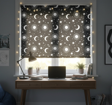 Store enrouleur chambre ado étoiles et lunes blanches - TenStickers