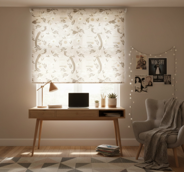 Store enrouleur chambre ado feuilles anciennes éclectiques - TenStickers