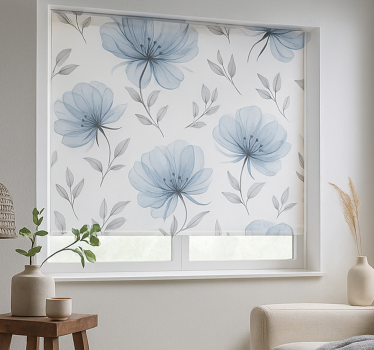Store enrouleur chambre ado fleurs bleues élégantes - TenStickers