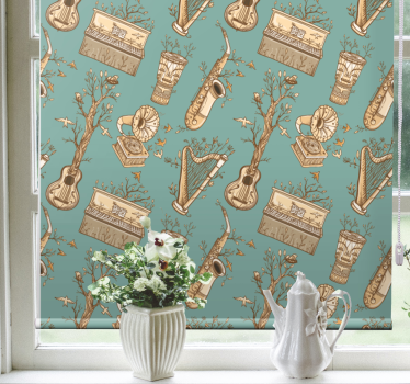 Store enrouleur chambre ado instruments de musique vintage - TenStickers