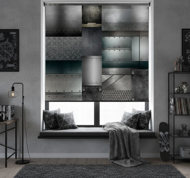 Store enrouleur chambre ado motif blocs noirs métal - TenStickers