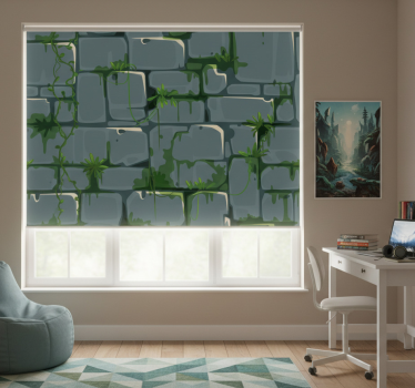 Store enrouleur chambre ado motif brique verte feuillue - TenStickers