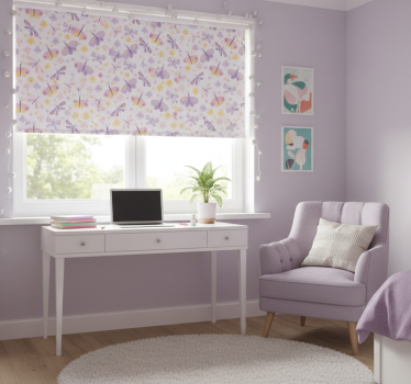 Store enrouleur chambre ado motif papillons peints violets - TenStickers