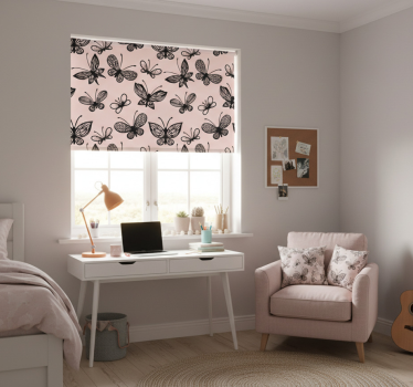 Store enrouleur chambre ado motif petits papillons noirs - TenStickers