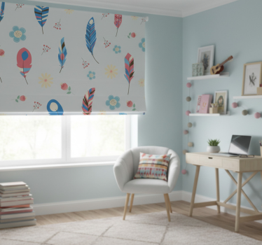 Store enrouleur chambre ado motif plume bohème - TenStickers
