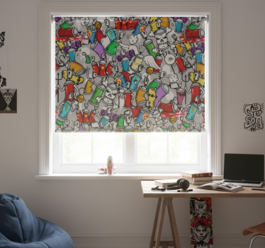 Store enrouleur chambre ado pots de graffiti colorés - TenStickers