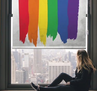 Store enrouleur chambre ado rayures de pinceau arc-en-ciel - TenStickers