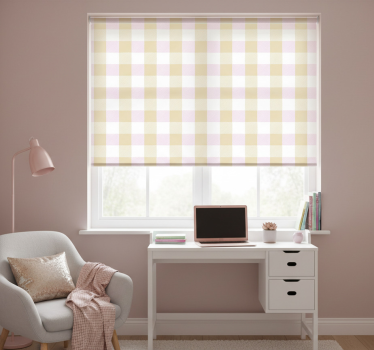 Store enrouleur chambre ado tartan rose et or - TenStickers
