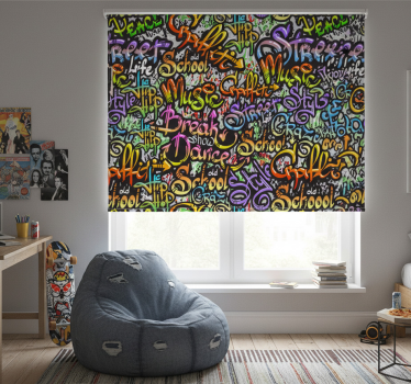 Store enrouleur chambre ado texte graffiti mural - TenStickers