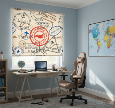 Store enrouleur chambre ado timbres de voyage - TenStickers