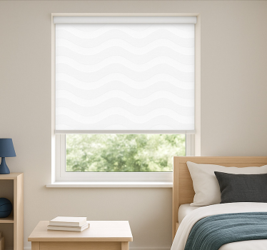 Store enrouleur chambre ado vagues blanches et grises - TenStickers