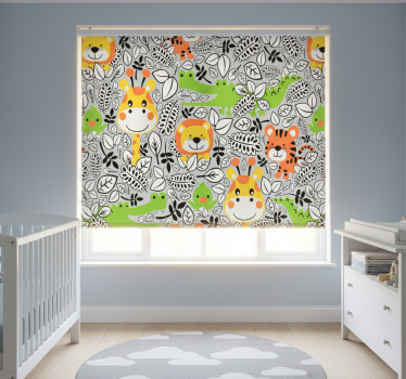 Store enrouleur chambre enfant amis de la jungle gris - TenStickers
