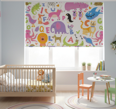 Store enrouleur chambre enfant animaux de l'alphabet - TenStickers