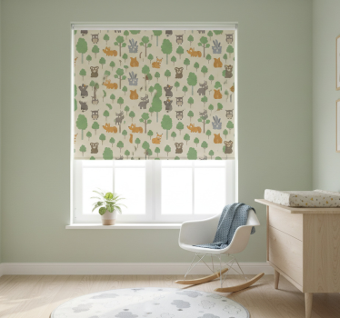 Store enrouleur chambre enfant animaux et arbres mignons - TenStickers