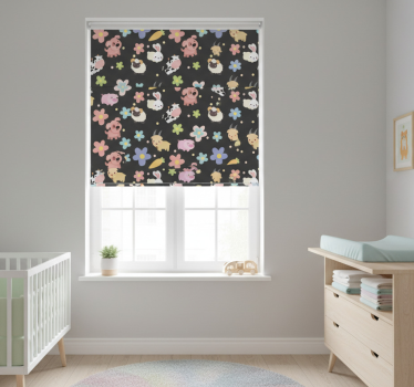 Store enrouleur chambre enfant animaux sauvages et lapins - TenStickers