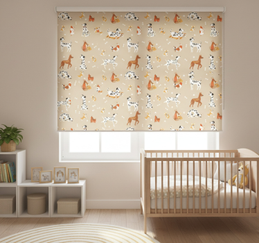 Store enrouleur chambre enfant chiens mignons sur beige - TenStickers