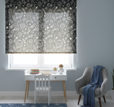 Store enrouleur chambre enfant cosmos noir et blanc - TenStickers