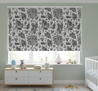 Store enrouleur chambre enfant créatures marines noires - TenStickers